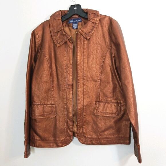 Susan Graver copper vegan leather jacket M - Picture 2 of 10